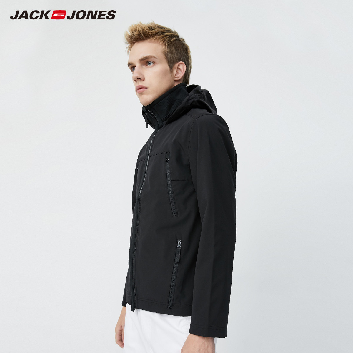 jackjones杰克琼斯outlets户外防风泼水短款连帽外套夹克夹克