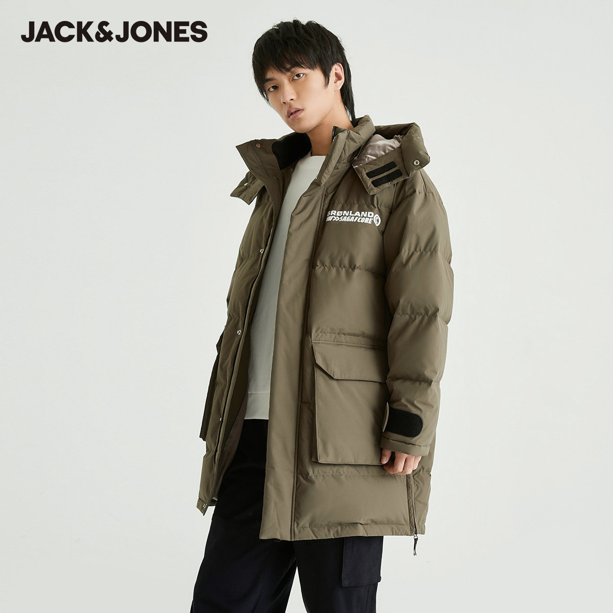 jackjones杰克琼斯outlets秋男宽松廓形工装保暖羽绒服外套羽绒服