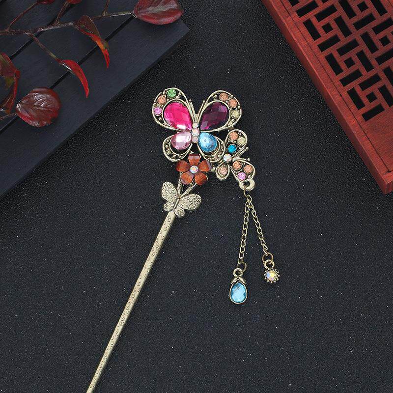 发饰韩国古典宫廷复古发簪百搭镶钻流苏步摇发饰