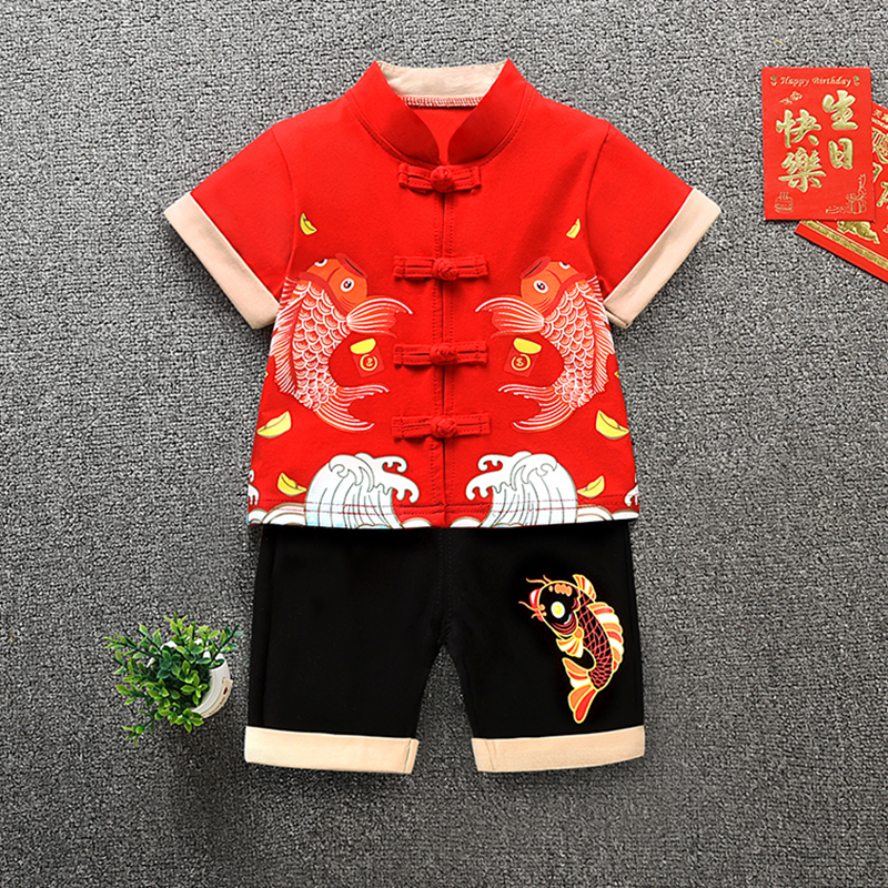 男童古装衣服抓周男孩唐装夏季汉服宝宝儿童唐装