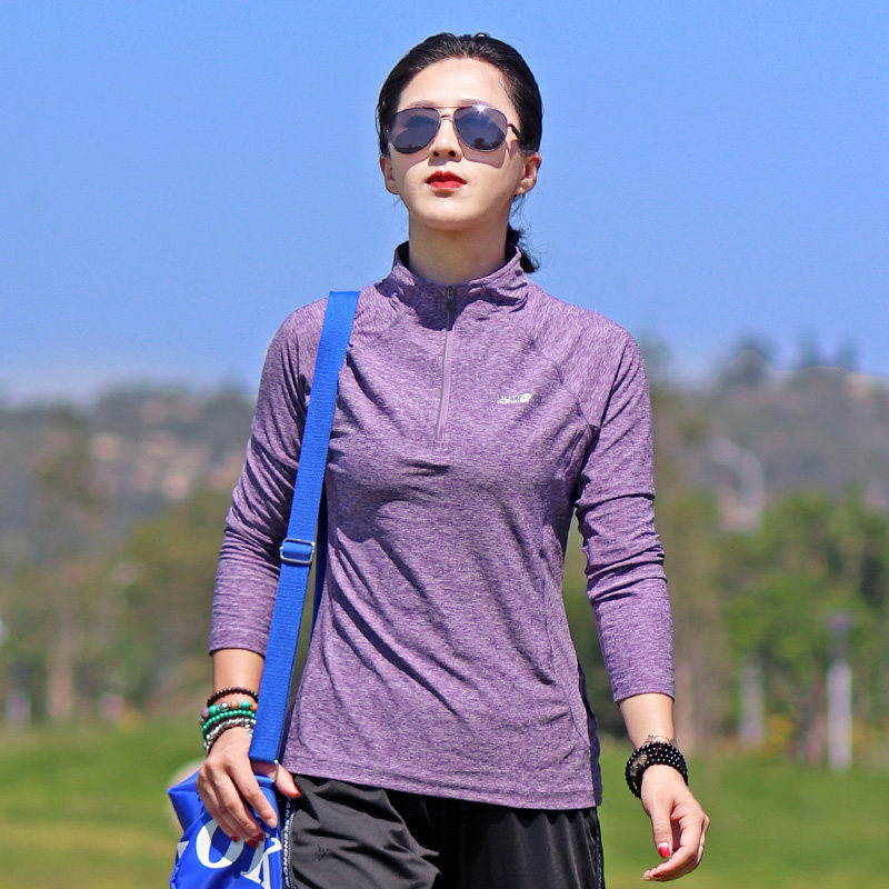 户外速干女士防晒长袖透气排汗运动上衣徒步速干t恤