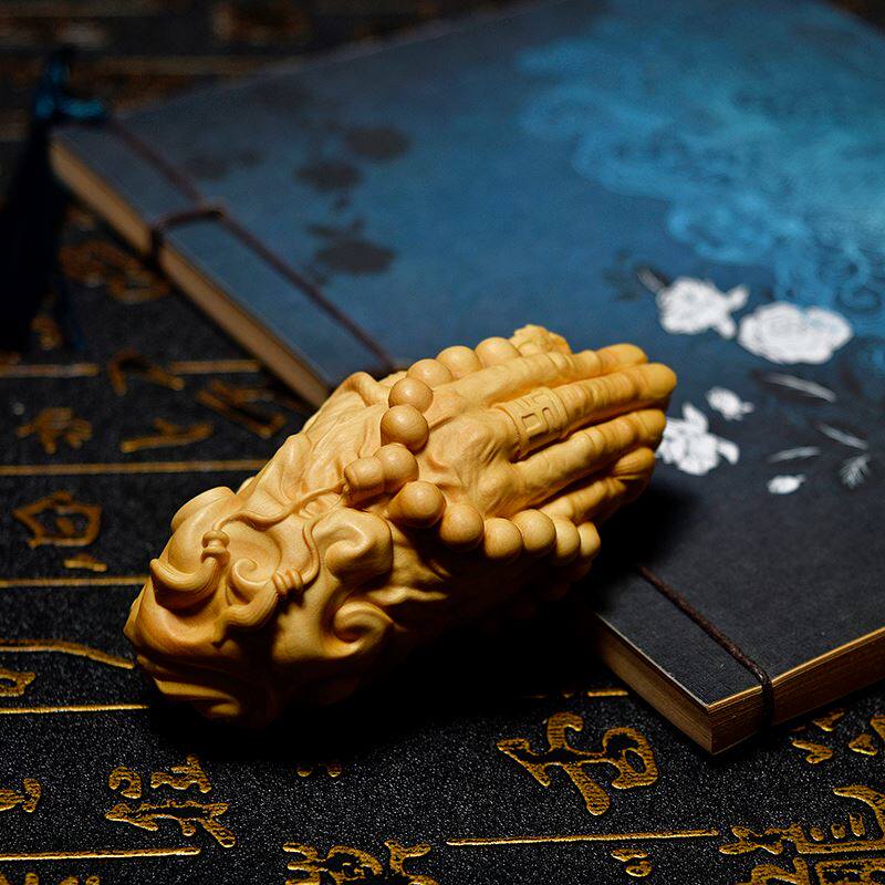 小叶木质刻黄杨木雕降龙盘龙手掌文玩手把玩件男佛手工艺礼品佛祖