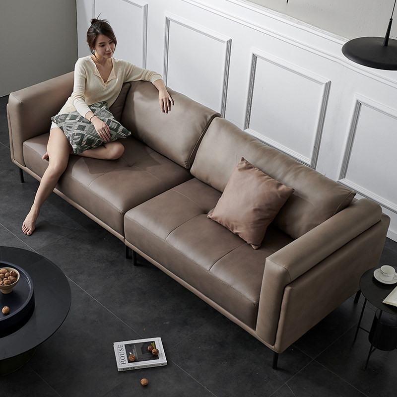 极简现代羽绒免洗客厅直排三人位意式简约科技布艺沙发