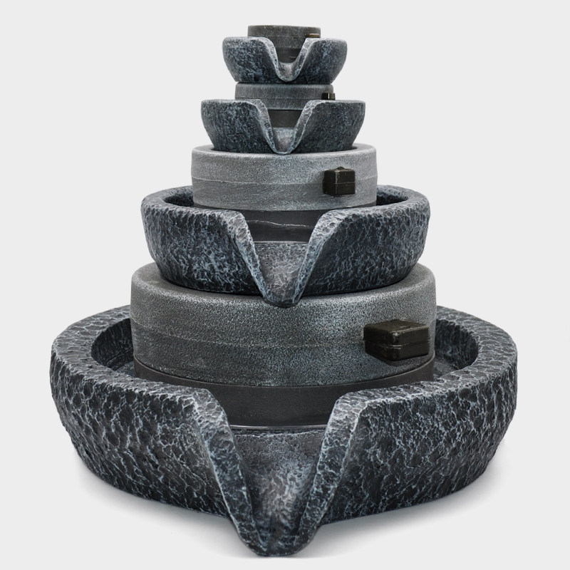 石磨盘小石磨假山流水盆景鱼缸水石上流水风水轮树脂仿真磨盘摆件