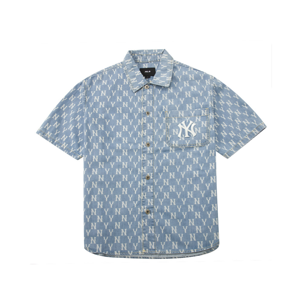 直营mlb牛仔短袖男女女装新款ny运动上衣运动t恤