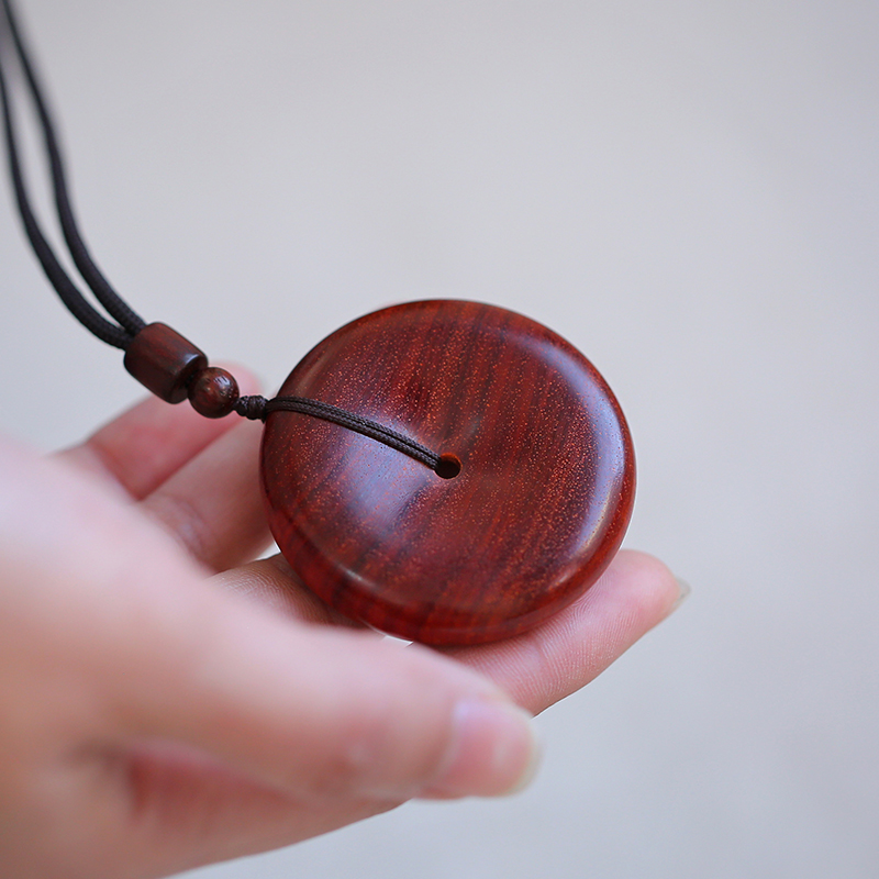 印度小叶紫檀平安扣吊坠男女红木毛衣挂件饰品木雕