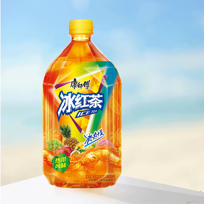 康师傅饮料冰红茶热带味冰1lx3瓶装整箱茶饮料饮品茶饮料