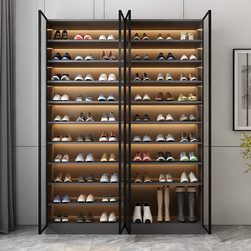 玻璃门玄关储物阳台多层大容量一体门口轻奢家用鞋柜