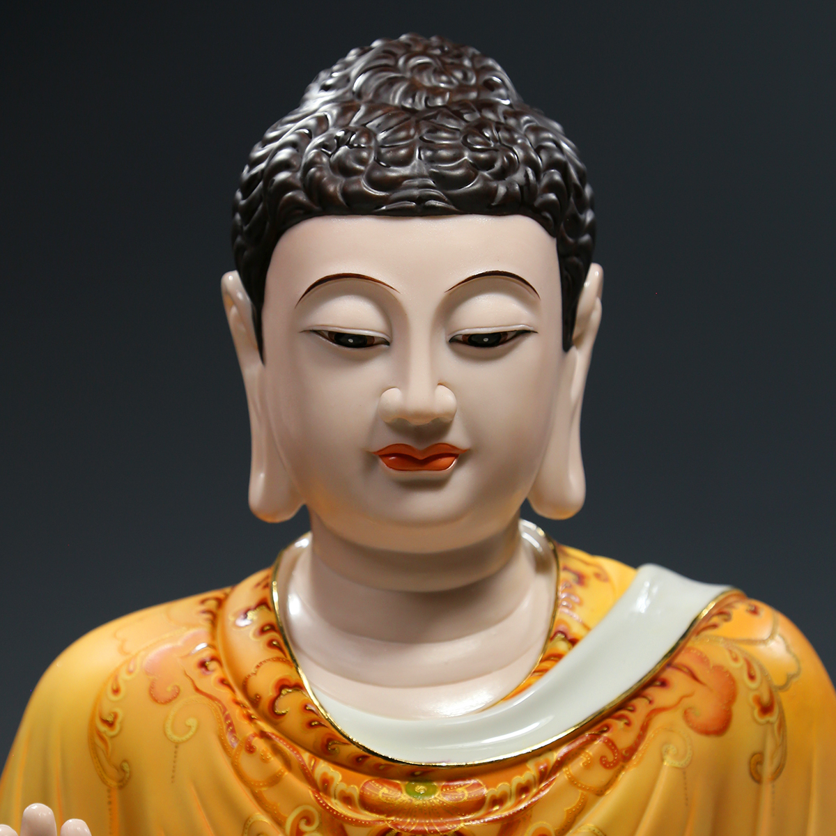 微美15吋释迦牟尼佛像极彩陶瓷摆件家用供奉摩尼如来佛祖像居家