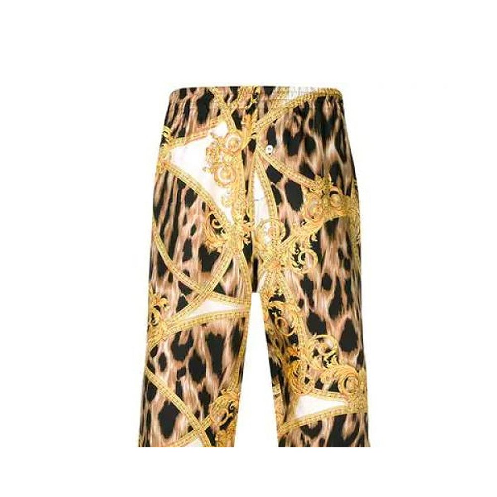 香港直发versace范思哲男士休闲裤豹纹长裤高腰直筒休闲裤