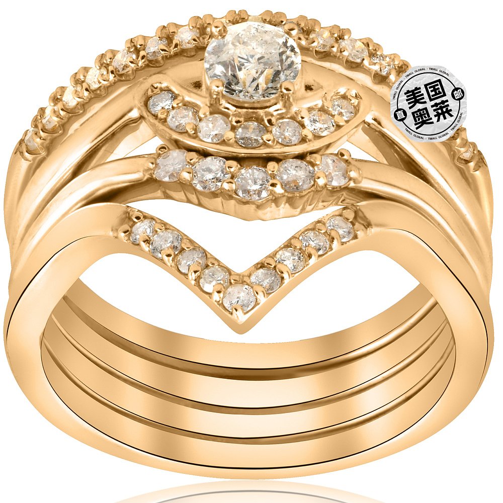 pompeii31克拉环可堆叠10k黄金钻石单石婚礼订婚戒指