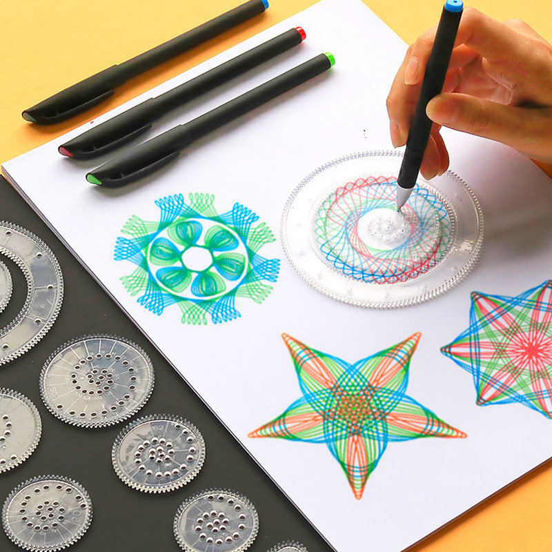 万花齿轮画图画圆画圈尺子画画儿童画儿童套尺各类尺