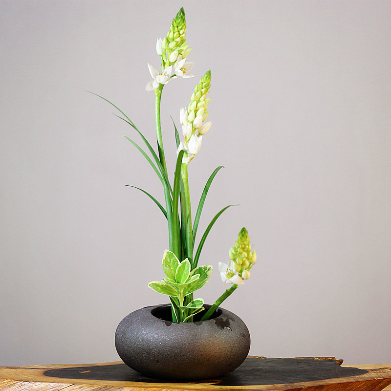 插花新中日式剑山器皿水培陶瓷花盆茶席禅意花盆