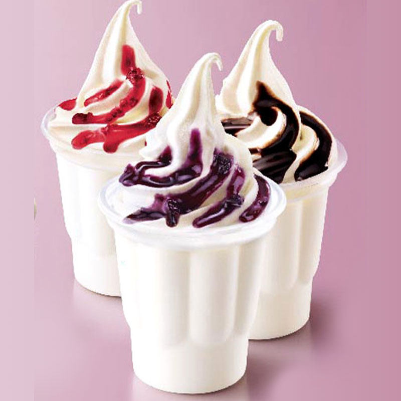 塑料现货圣代奶昔杯一次性冰淇淋冰激凌杯子带盖梅花塑杯