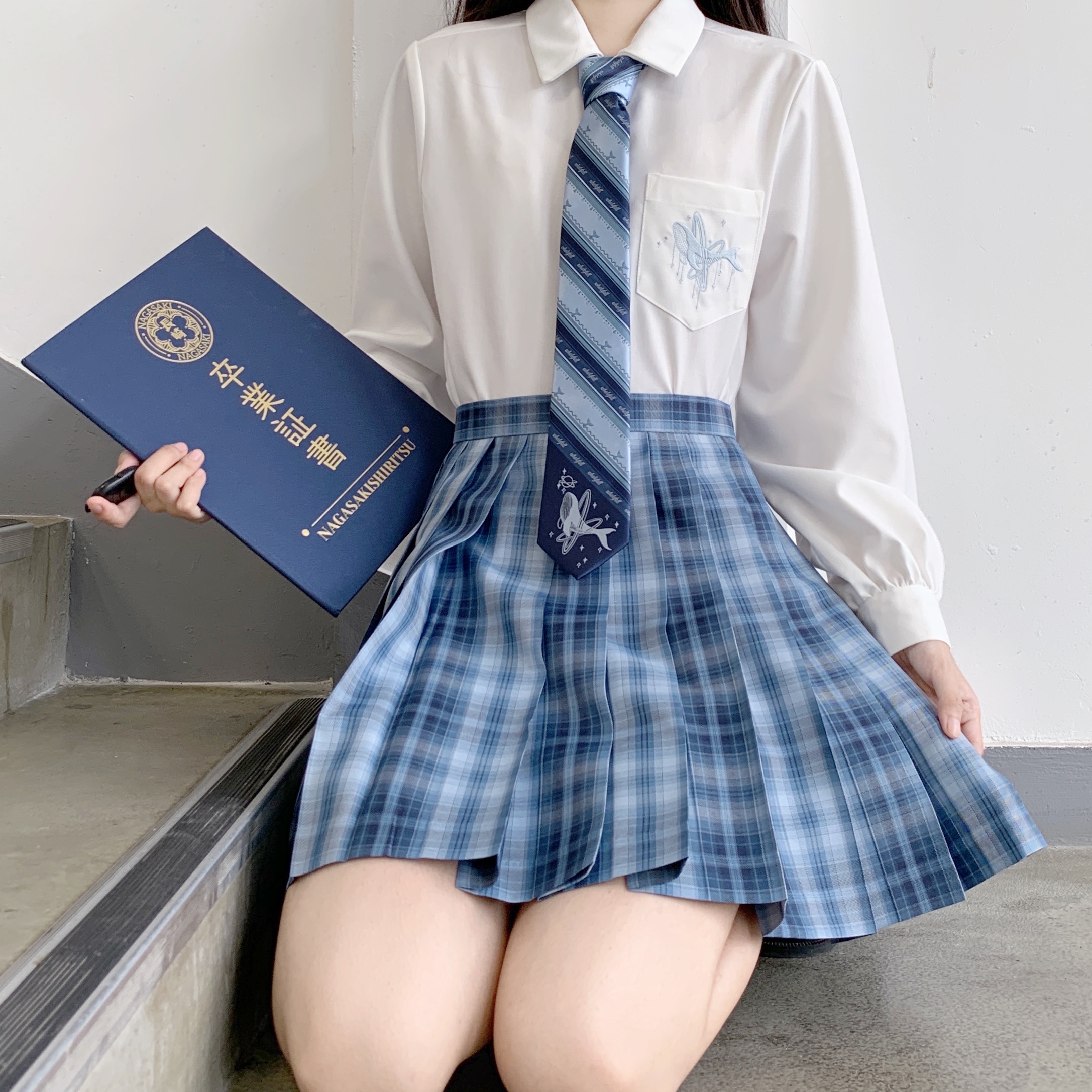 【御茶家】正版鲸屿原创jk制服格裙短长早秋季百褶半身裙【现货】