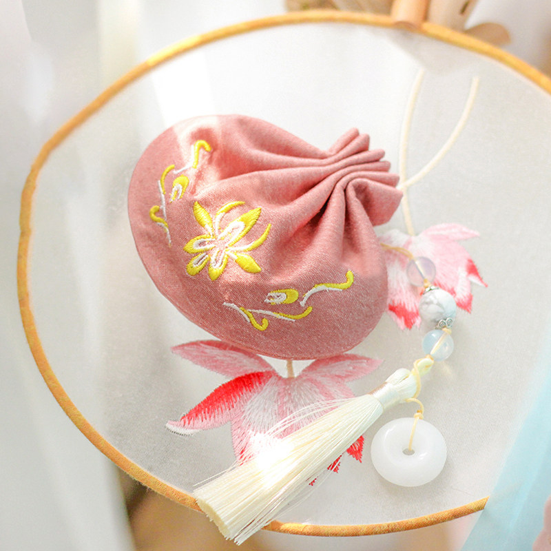 莲花刺绣随身香囊空袋古风汉服荷包持久中药香包