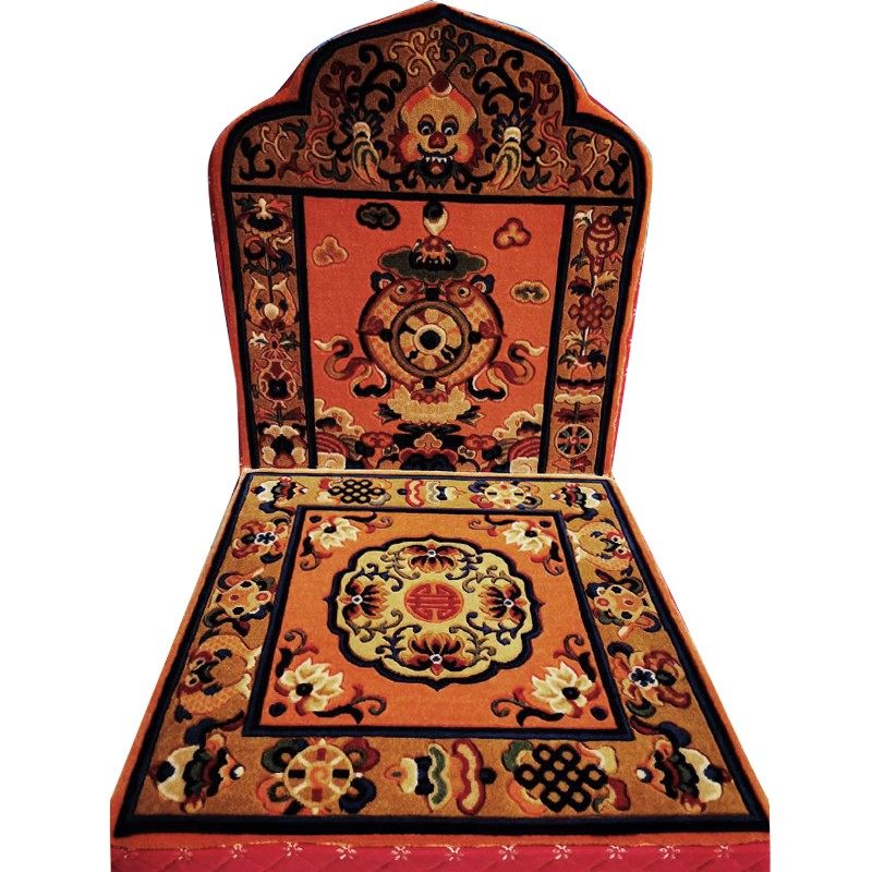 坐垫藏式羊绒绒毛八吉祥师法靠背打坐拜垫柔软摆件