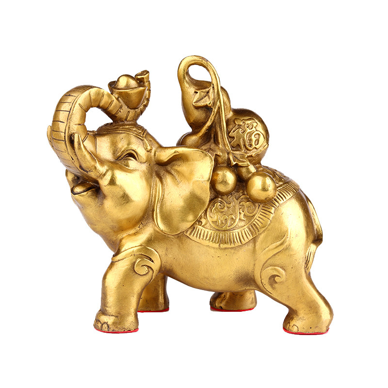 欧圣英铜大象摆件一对吸财吉象如意福禄葫芦摆件