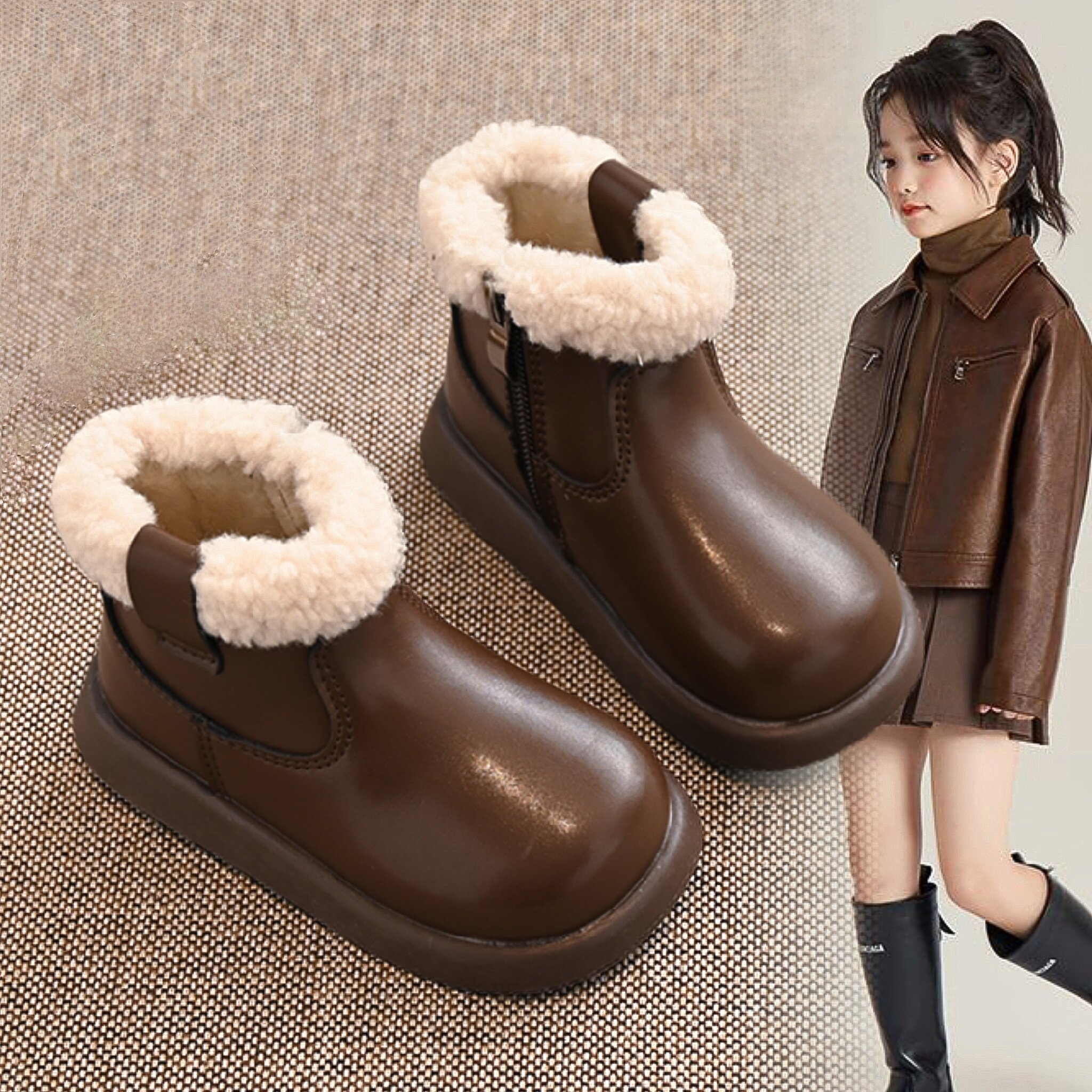 冬日小公主的温暖秘密:女童雪地靴秋冬季皮靴