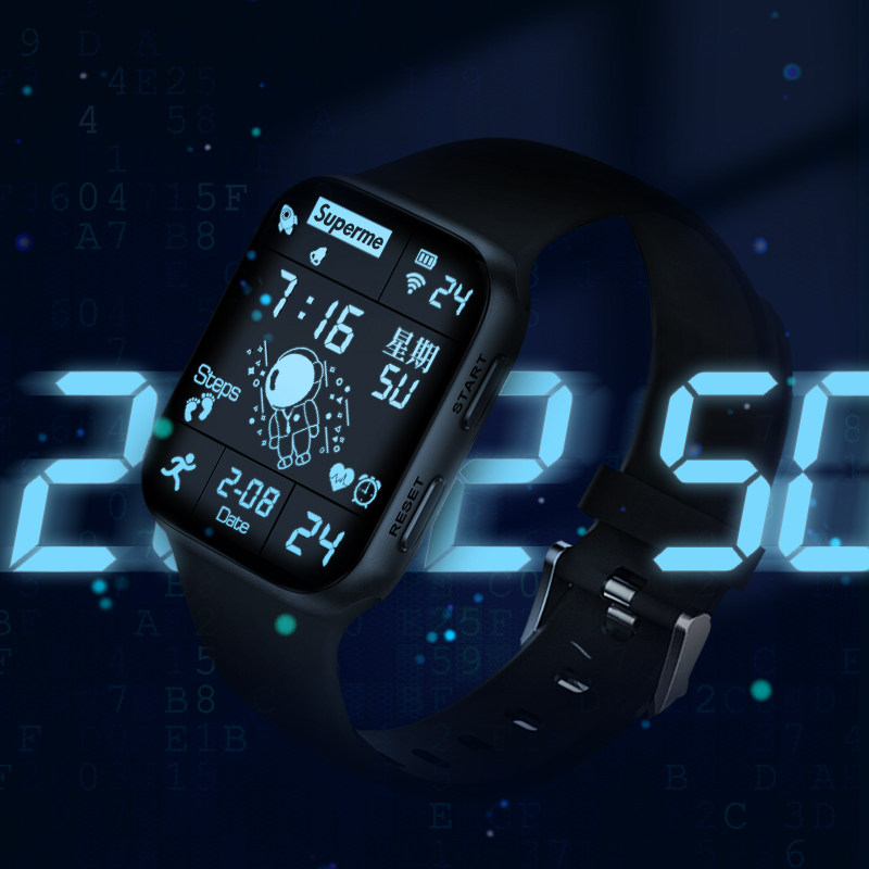 太空人方形手表男女女孩初高中学生专用炫酷黑科技国产腕表