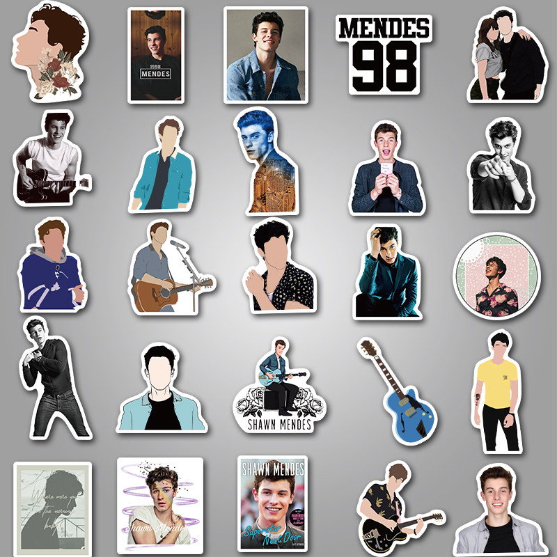 贴纸50张歌手shawnmendes涂鸦行李箱拉杆箱笔记本电脑防水笔记本个性