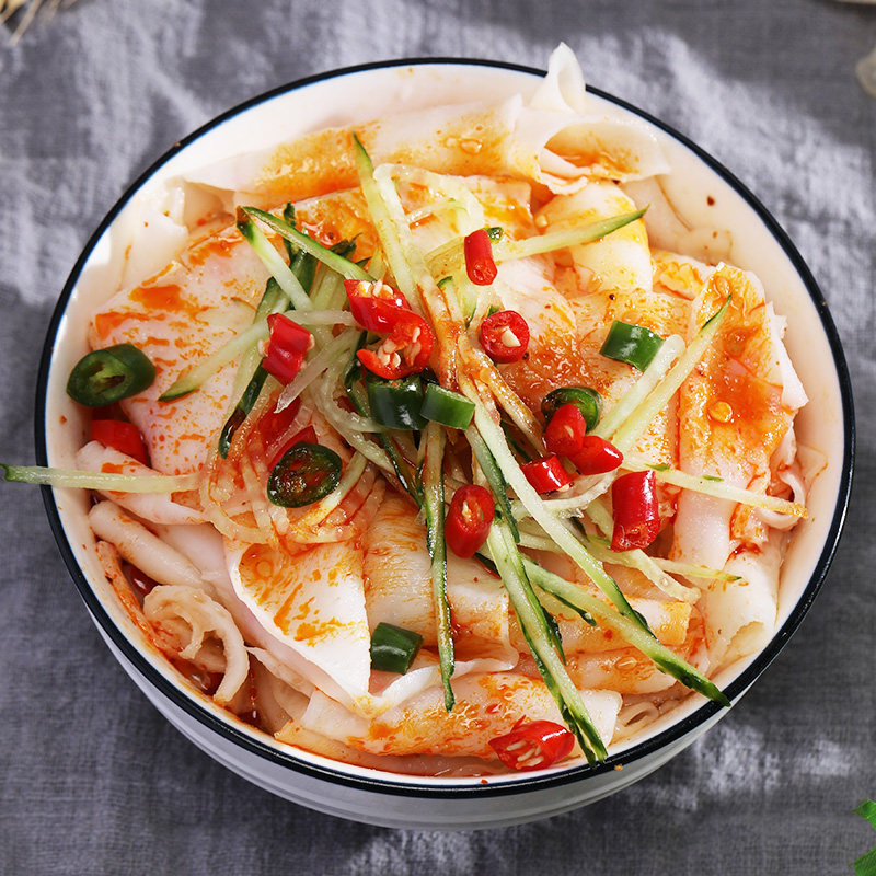 河南干凉皮面皮1000g免煮手工自制速食擀面皮熟面皮凉拌面筋小吃