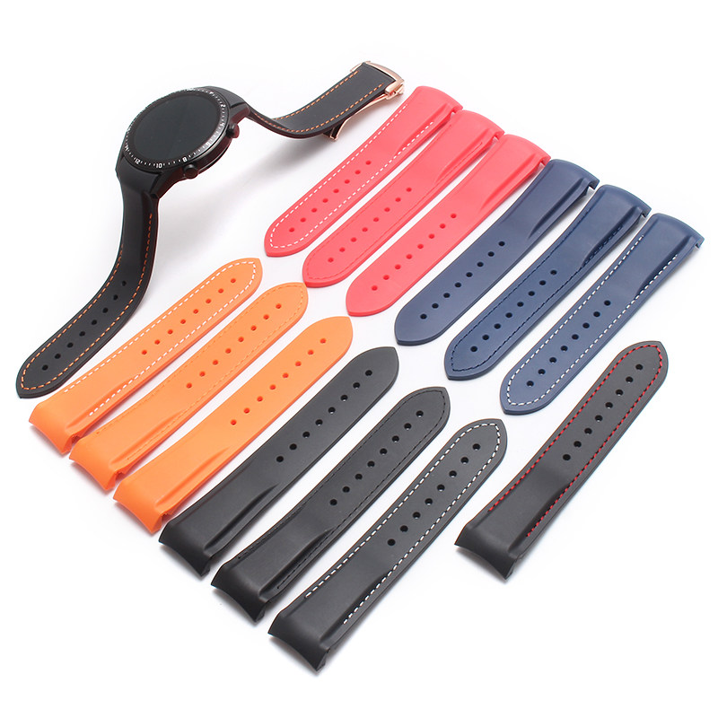 代用华为gt2表带 智能watchgt2手表带橡胶弧口原装防水雅致尊享版