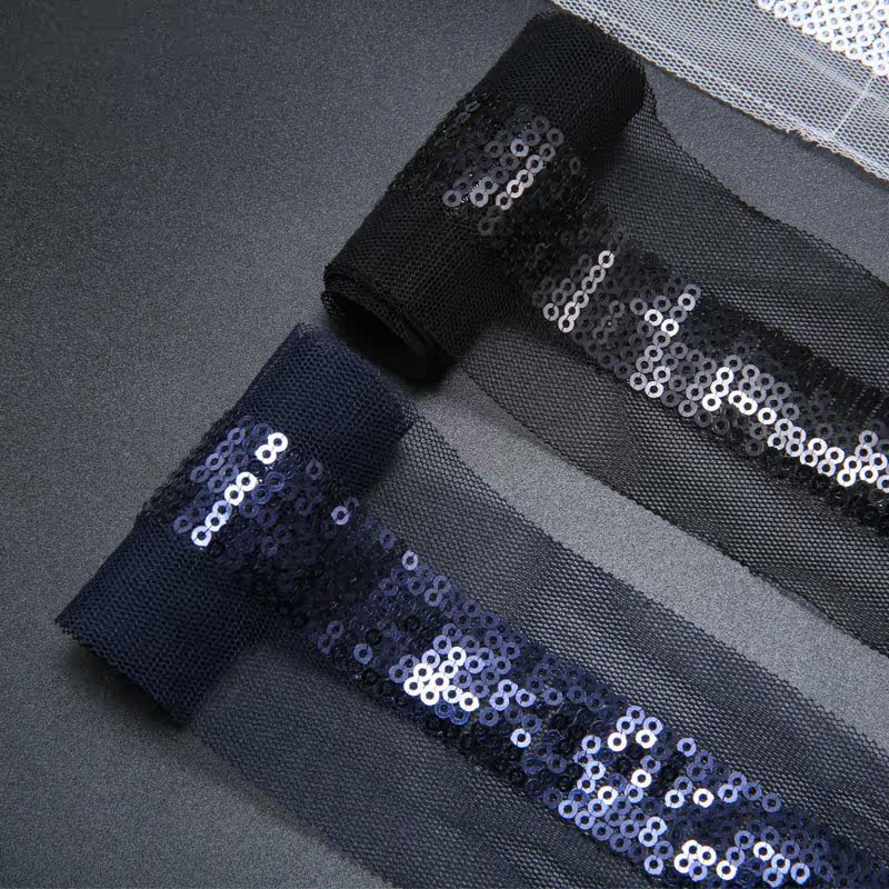 时尚亮片透明纯色镂空花边宽婚纱裙子下摆窗帘边服装diy装饰辅料