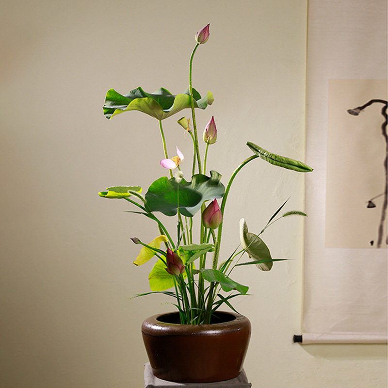 插花剑山陶瓷花盆中华花艺缸花禅意摆件鲜花花盆