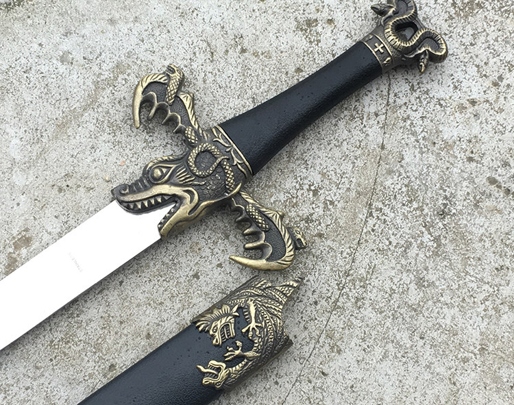 珍短剑汉剑不锈钢龙蛇小剑秦王剑收藏剑冷兵器未开刃 镇宅小宝剑袖