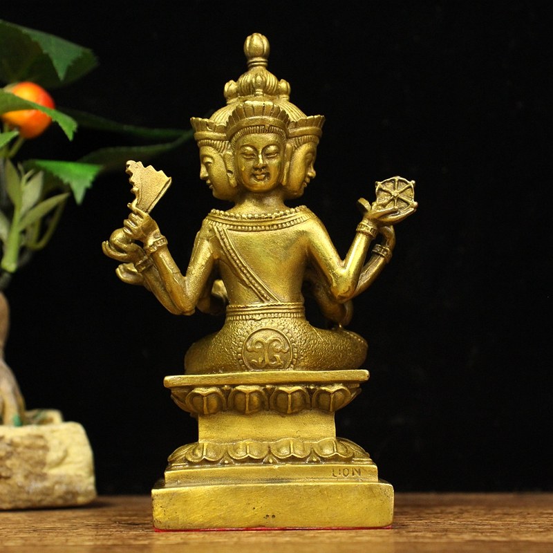 四面纯铜摆件泰国国大梵天天王神像有求必应佛家摆件