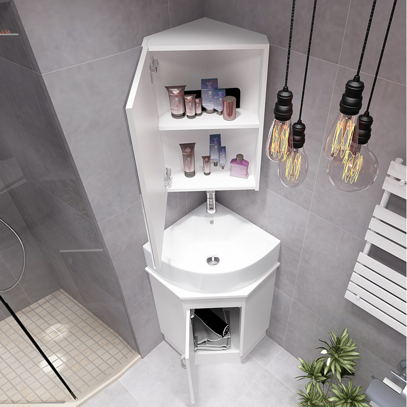 户型防水三角浴室柜组合卫生间转角洗手盆浴室柜组合