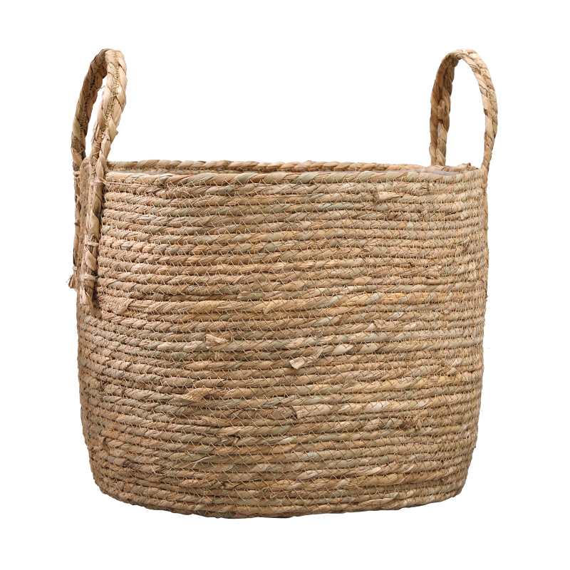 泰环天然手工草绳编织花篮田园手提收纳绿植花篮