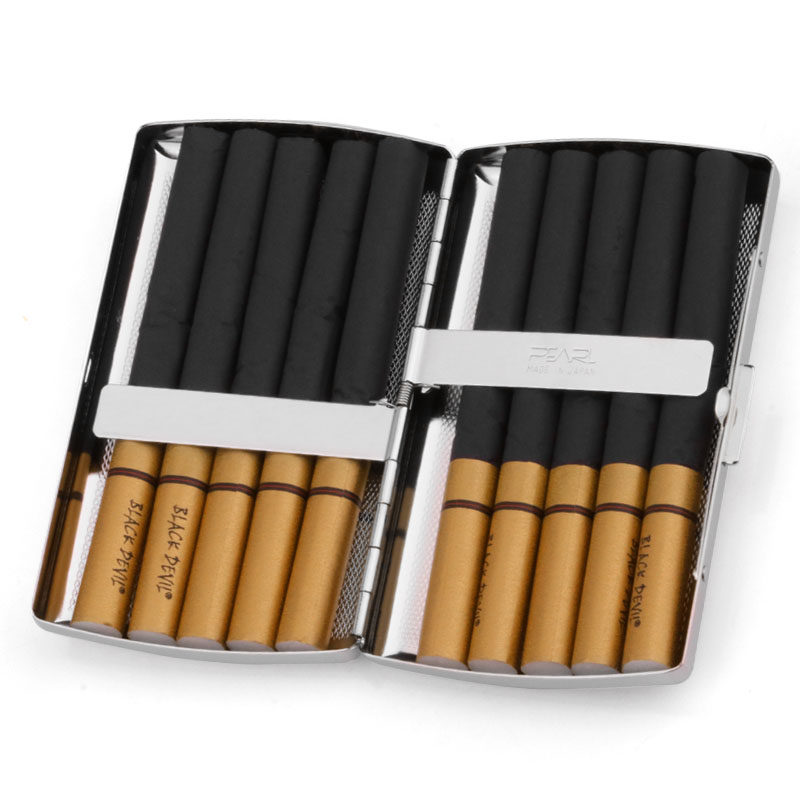 日本坪田pearl珍珠明珠烟盒12支黄铜银色丝印其它品牌打火机