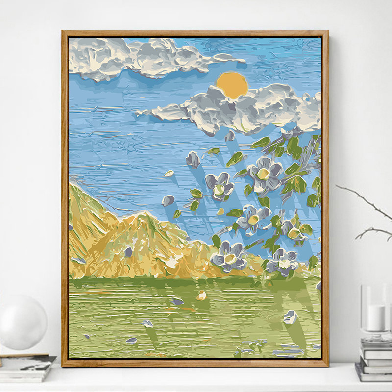 填色diy数字油画清新治愈油彩彩画简单手绘画艺术diy