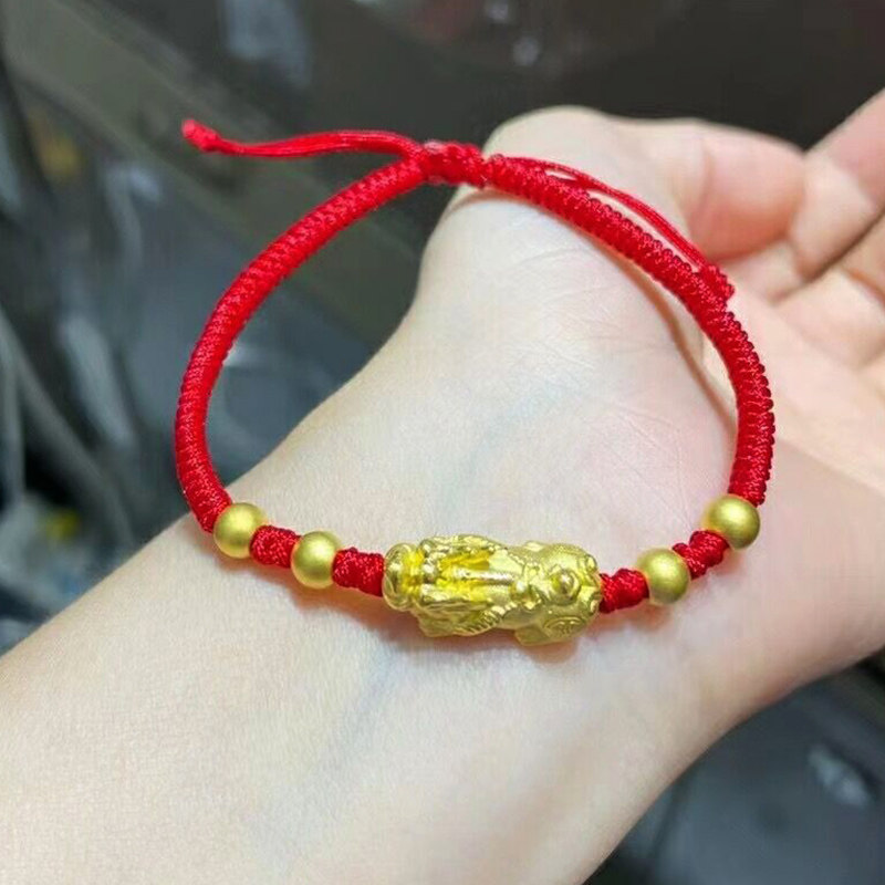 貔貅手链男女女生红绳黄金转运足金皮丘本命年手饰