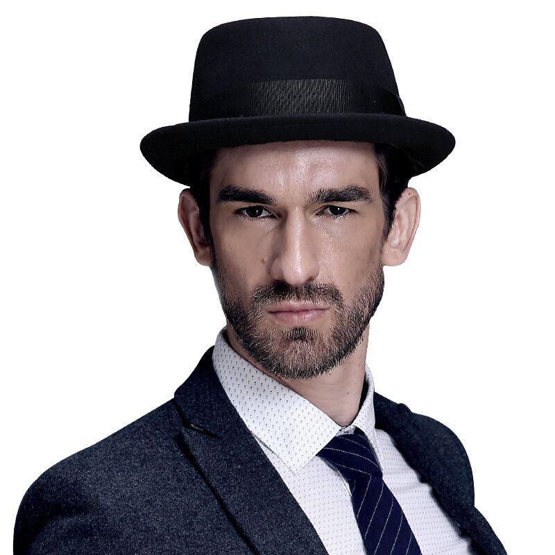 礼帽英伦twrx汀威男爵士男士圆顶小檐简约卷边帽子