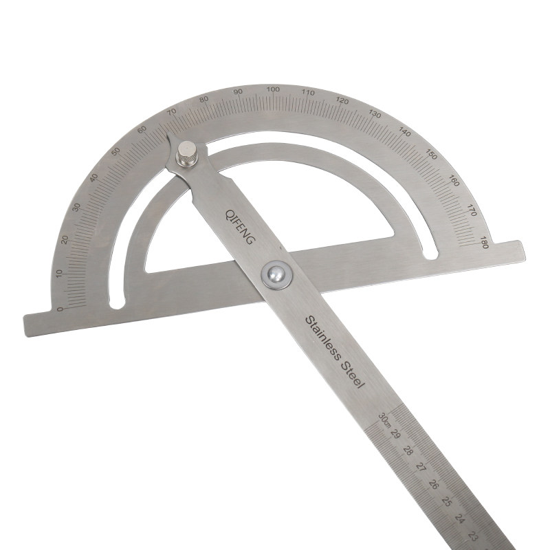 旗丰角度尺多功能量角器量角尺角度分度规不锈钢180度万用半圆_双氙