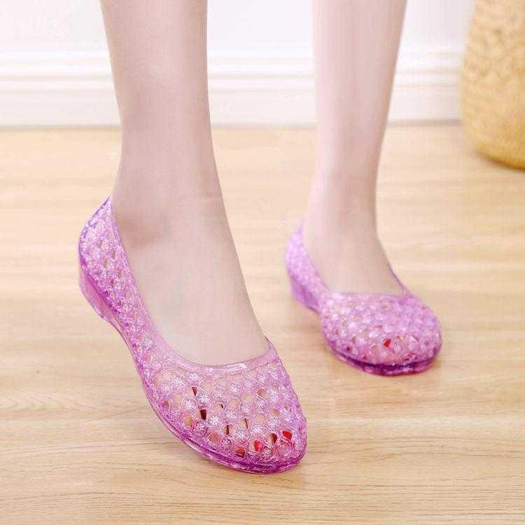 透明果冻鞋坡镂空沙滩时尚塑料凉鞋女夏水晶时装凉鞋