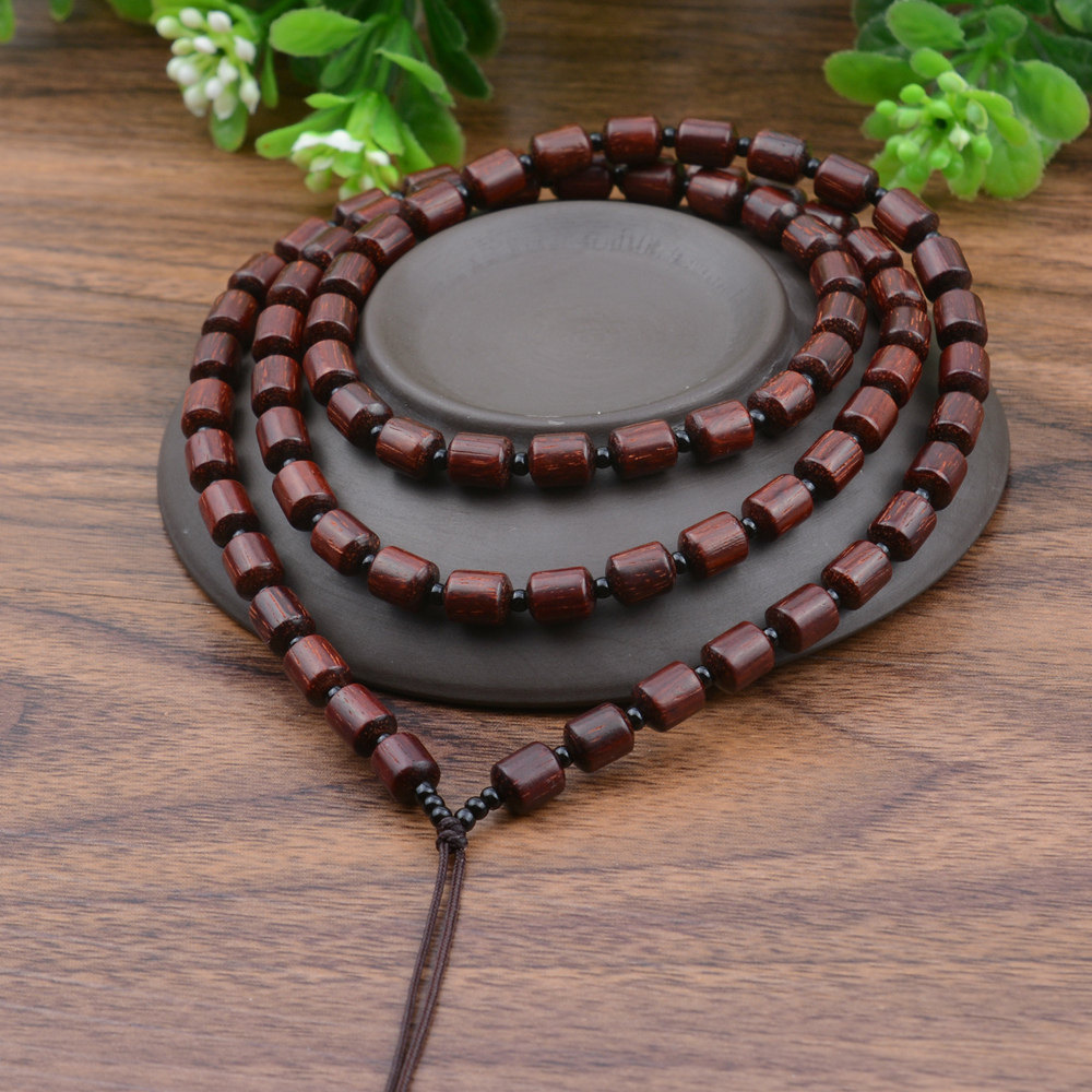 保真小叶叶紫檀木珠子手编珠链项链挂绳玉石绳