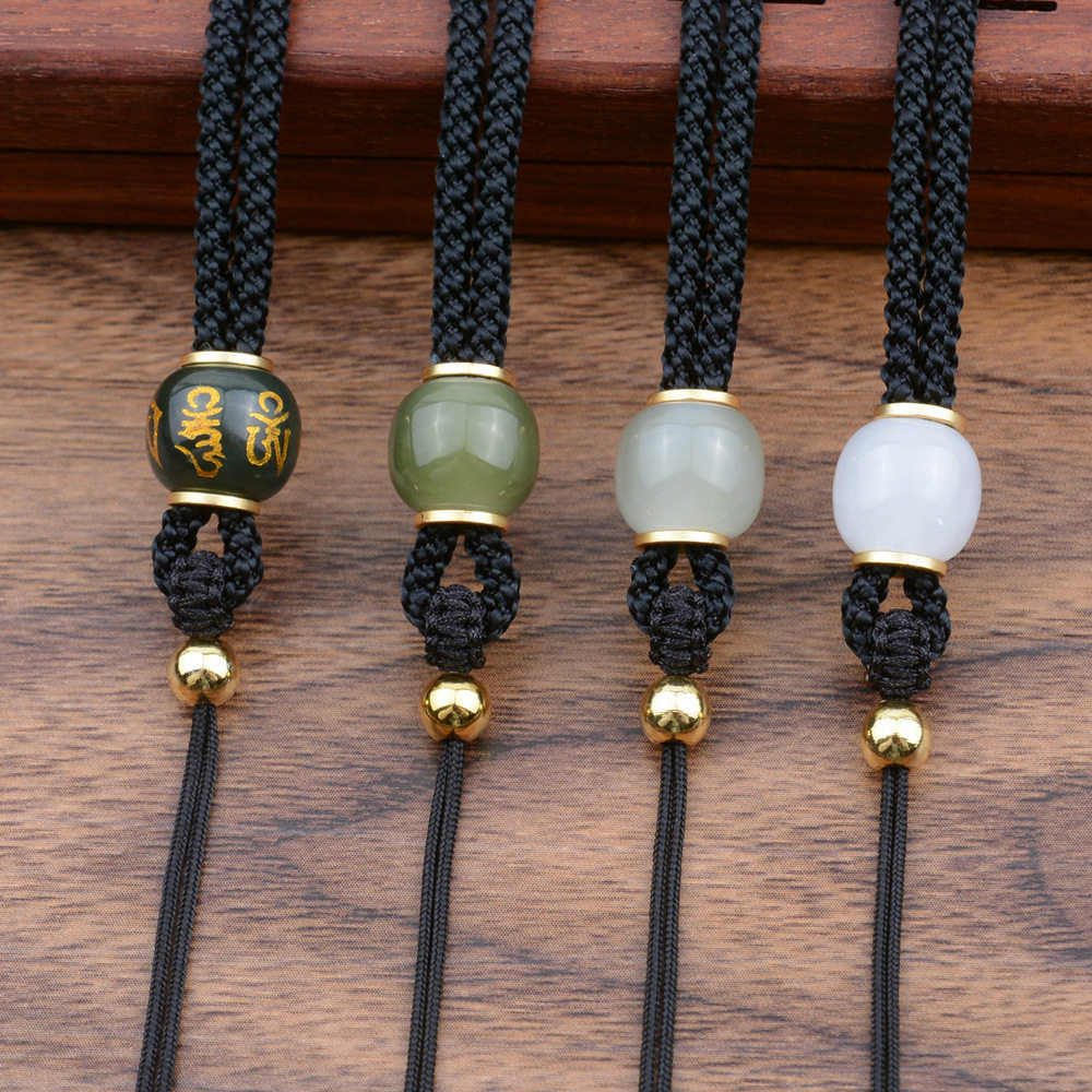 蜜蜡玉坠玉佛黄金挂脖吊绳和田玉手手工编织绳