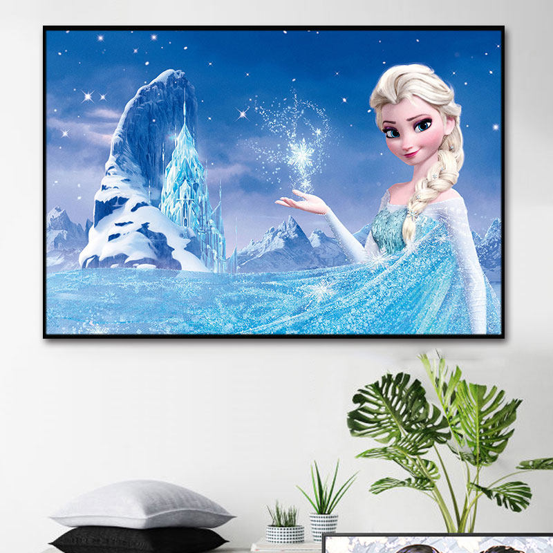 大本营diy数字油彩彩画迪士尼动漫冰雪奇缘艾莎diy