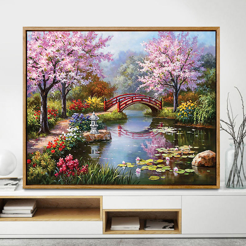 春天风景diy数字油画定制手工填充涂色油彩彩画diy