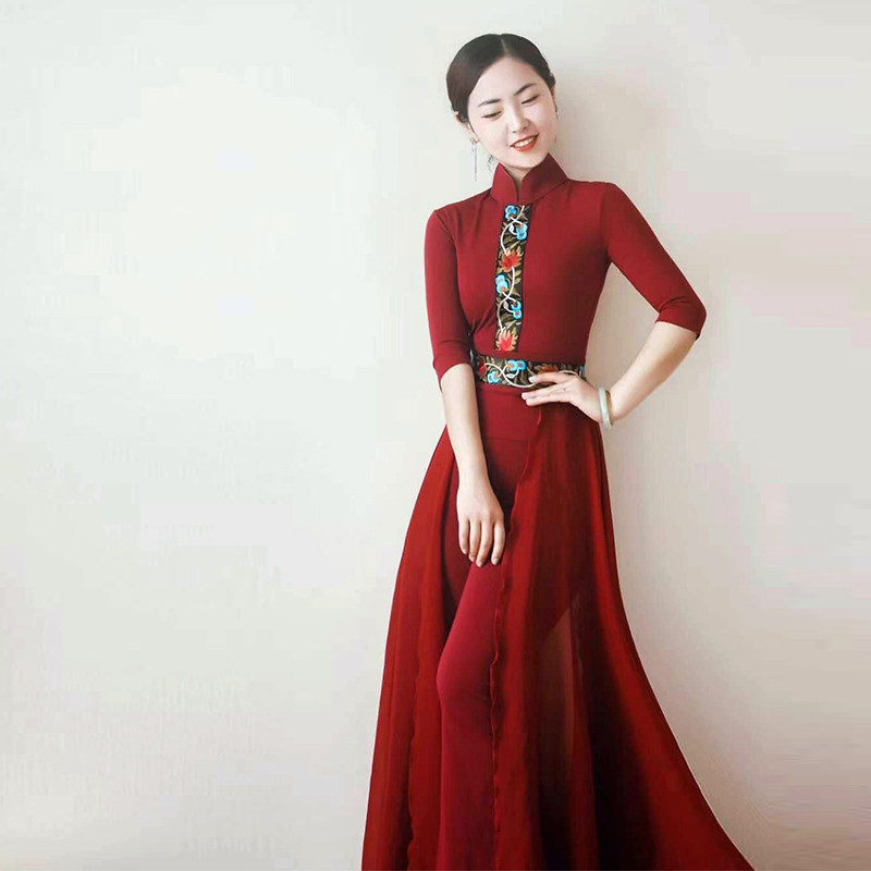 高端形体礼仪训练导师服装旗袍夏季气质优雅现代舞服装