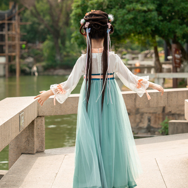 汉服女童夏季唐装襦裙中国国风古装小女孩连衣裙唐装