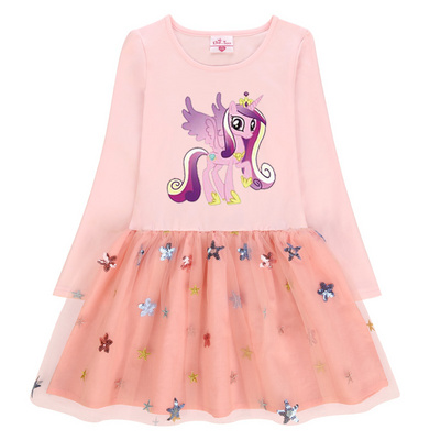 小马宝莉衣服女童连衣裙秋款独角兽童装儿童柔柔公主裙子女孩纱.