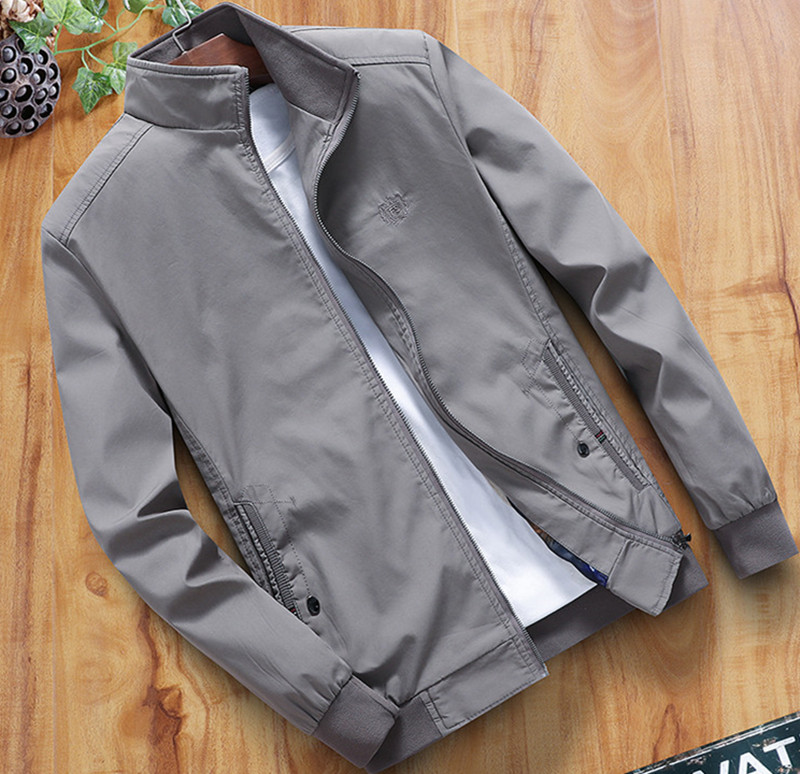 纯棉新款中年男士夹克宽松春秋季休闲爸爸装父亲外套男夹克衫薄款