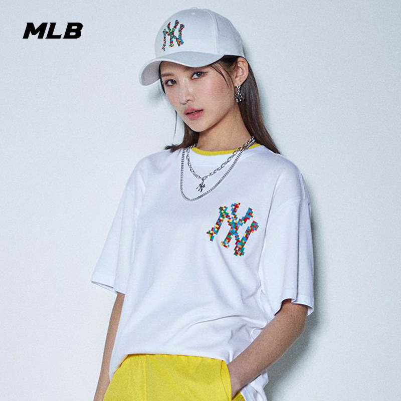 mlb官方男女情侣白色短袖运动休闲宽松春夏新款运动t恤