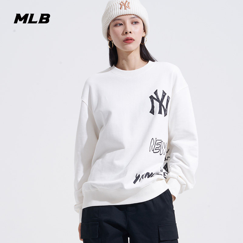 mlb官方男女圆领卫衣涂鸦宽松运动休闲套头衫潮运动卫衣