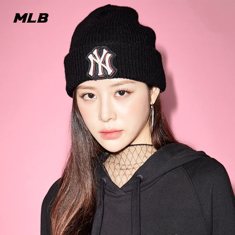 mlb官方男女情侣毛线防风针织休闲保暖帽子运动帽